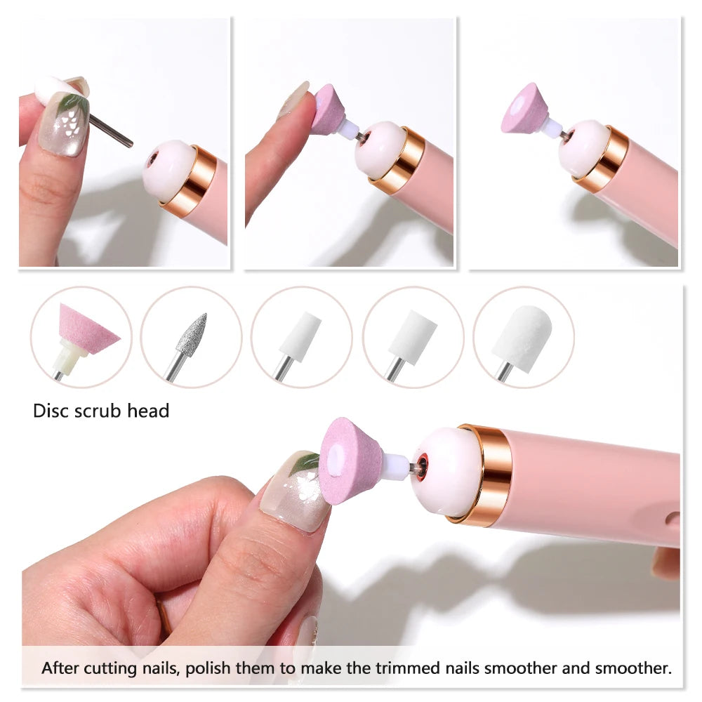 Electric Nail Drill Machine Portable Electric Nail File Rechargeable 20000RPM Nail Drill Pedicure Polishing Tools for Home