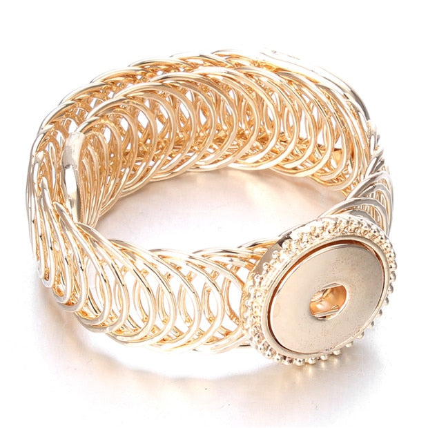 Adjustable Metal Snap Bracelet Bangle Silver Bracelet Fit 18mm Snap Button Jewelry For Women