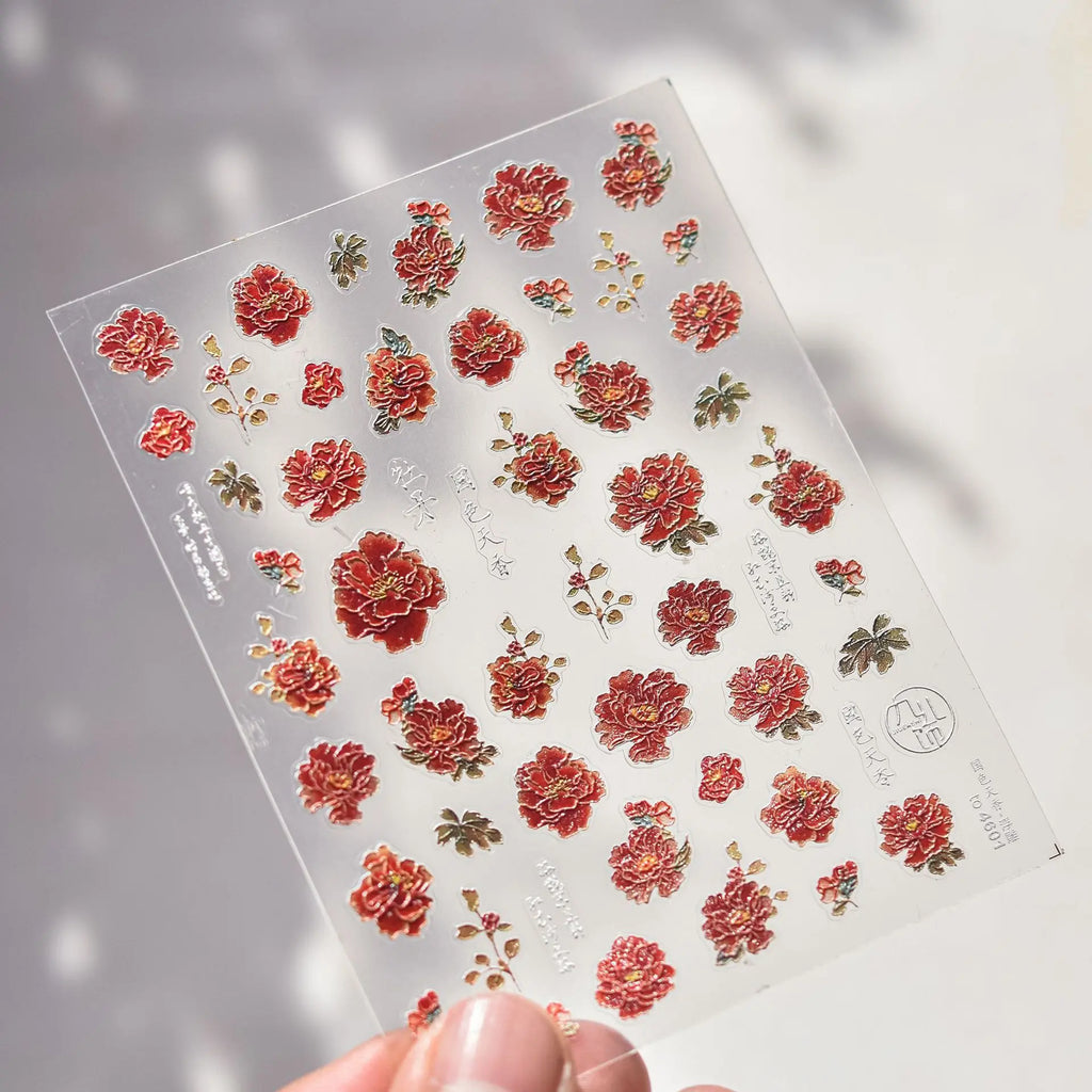 1Sheet 5D Soft Embossed Relief Nail Stickers Cute Daisies Self Adhesive Slider Stickers Press On Nails DIY Japanese Nail Art Dec