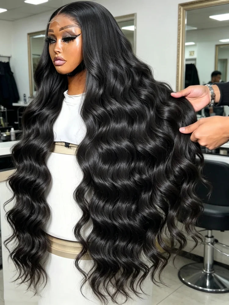 Natural Black Body Wave 13x4 HD Transparent Lace Frontal Pre Plucked