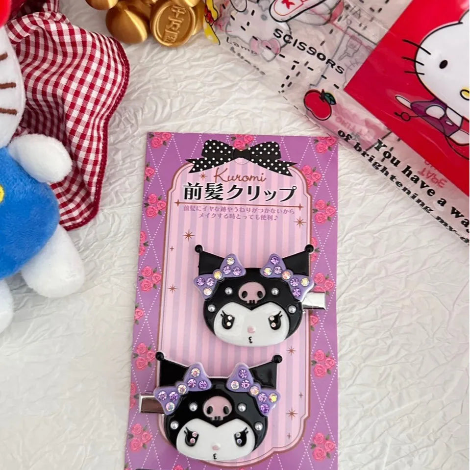 2Pcs Sanrio Character Hair Clips Set Hello Kitty Kuromi Cinnamoroll My Melody Hair Barrettes for Girls Women