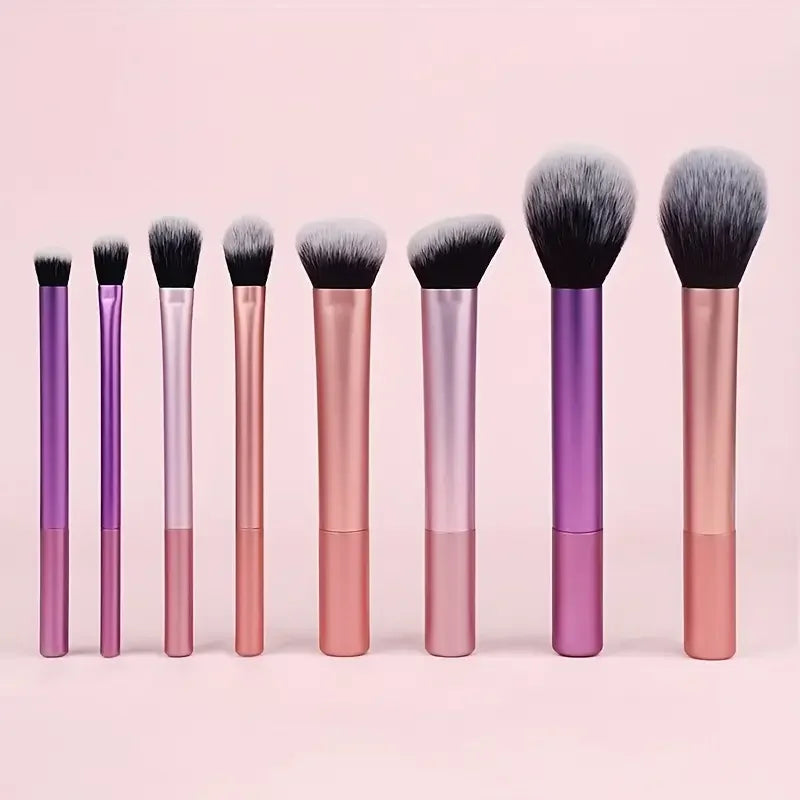 Juego de 8 brochas de maquillaje con pelo sintético suave, para base, colorete, sombra de ojos, herramientas cosméticas de maquillaje