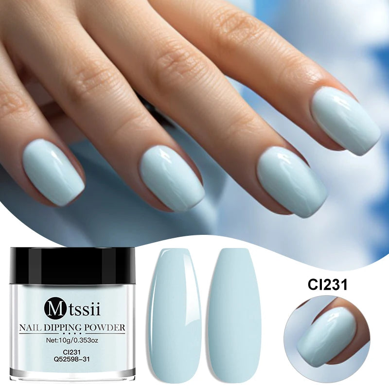 MTSSII 10g Polvo para inmersión de uñas Secado natural Sin curado con lámpara Arte de uñas DIY Decoración Pigmento Polvo Brillo Manicura de larga duración Salón