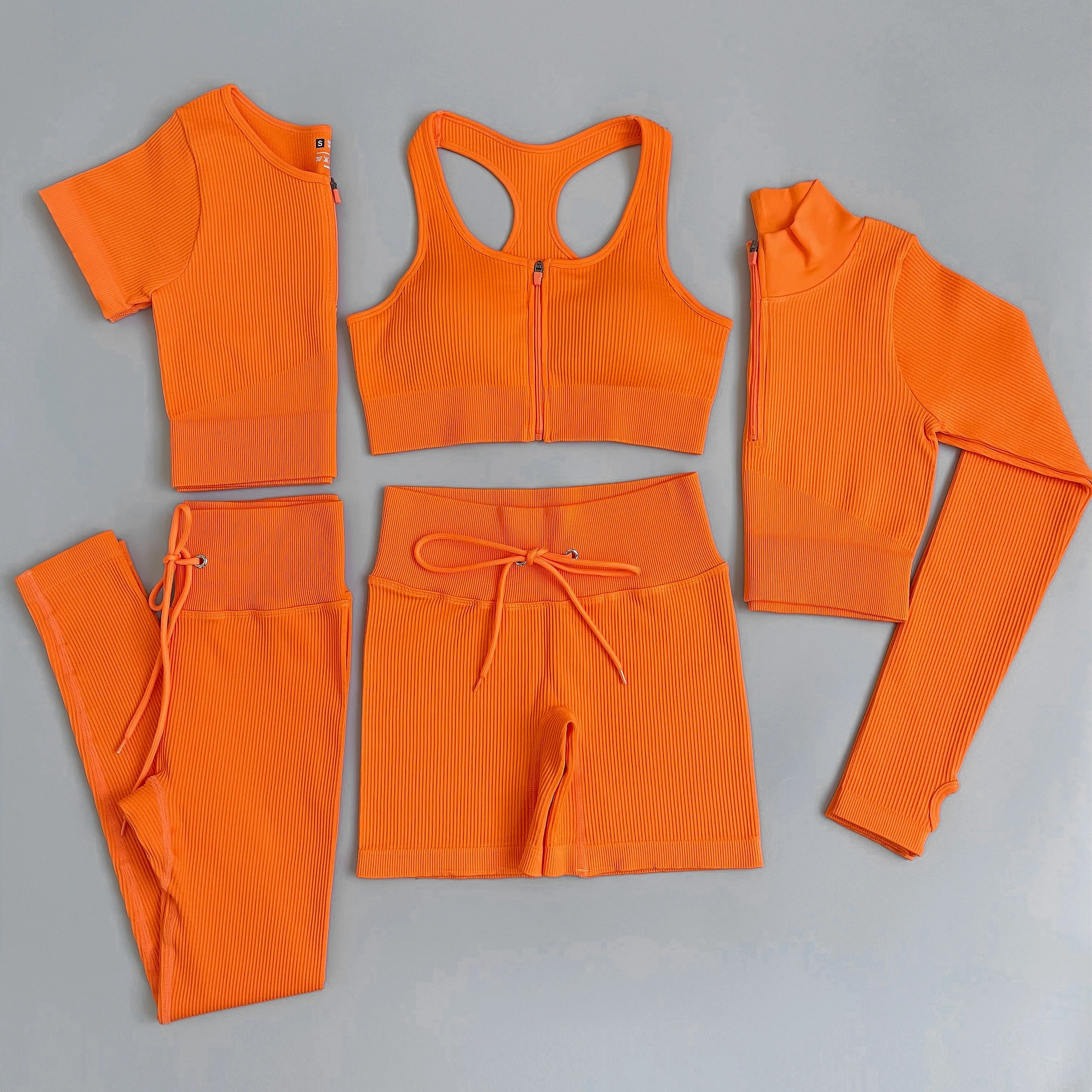 2/3/5PC Women's tracksuit Seamless Yoga Set Workout Sportswear Gym Clothing Drawstring High Waist  Leggings Fitness Sports Suits