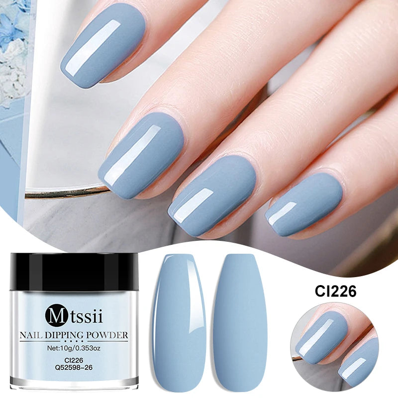 MTSSII 10g Nail Dipping Powder Natural Dry No Lamp Cure DIY Nail Art Decoration Pigment Dust Glitter Long Lasting Manicure Salon