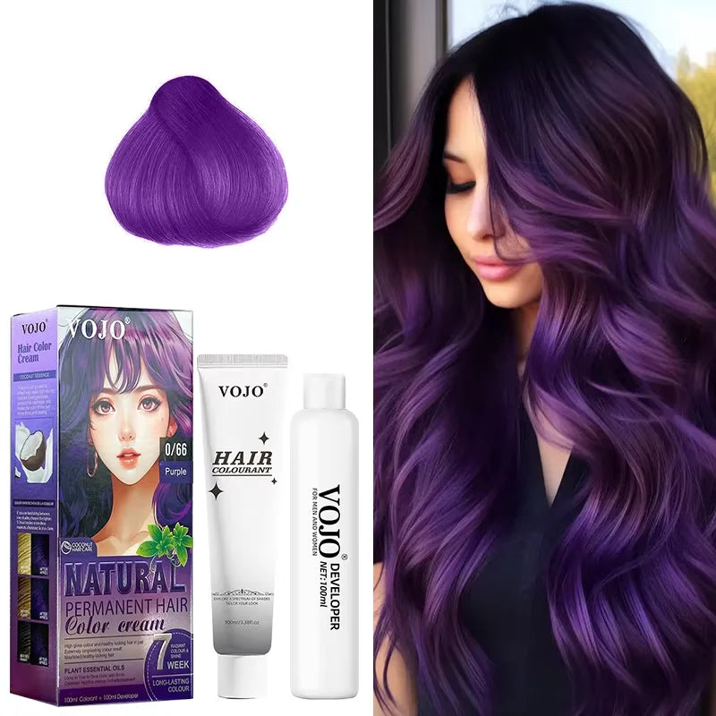3-in-1 Long-Lasting Hair Dye Shampoo,100ml &100ml Coloring Agent Hair Dye Shampoo for Women and Men,Semi-Permanent Hair Cream