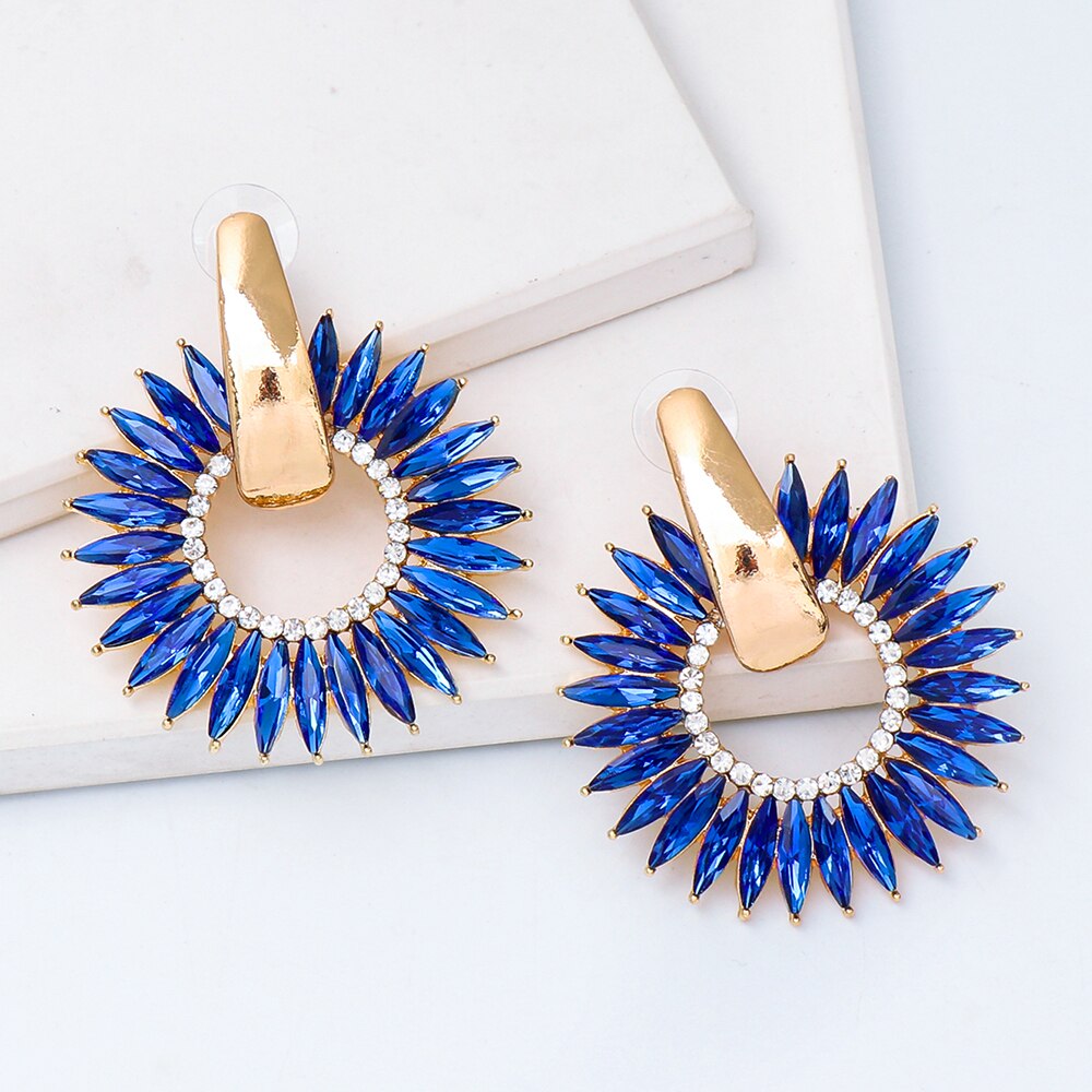 New Bohemian Crystal Round Hoop Earrings High-Quality Colorful Drop Dangle Earring For Women Fashion Jewelry Accessories Gift