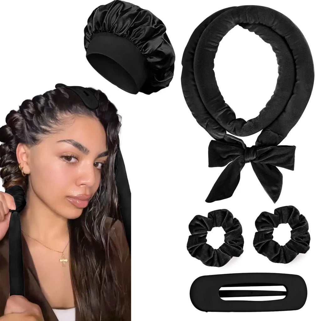 Rulos sin calor para el pelo, diadema rizadora sin calor, rulo suave de satén, rizadores para dormir, gorro de noche, herramientas de peinado