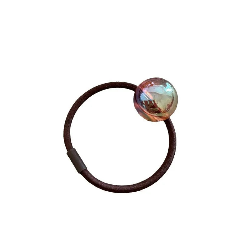 Colorful round Ball Beaded Hair Band Elegant Beautiful Colorful Geometric round Hair Rope Ponytail Tie Hair Rubber Band