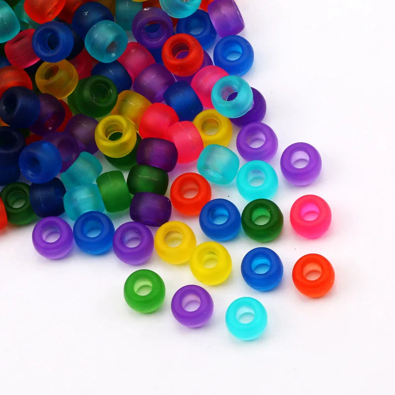 100pcs 6*9mm Round Dreadlock Acrylic Beads Big Hole Spacer Hair Beads for Jewelry Making DIY Bracelet Necklace Craft Needlework