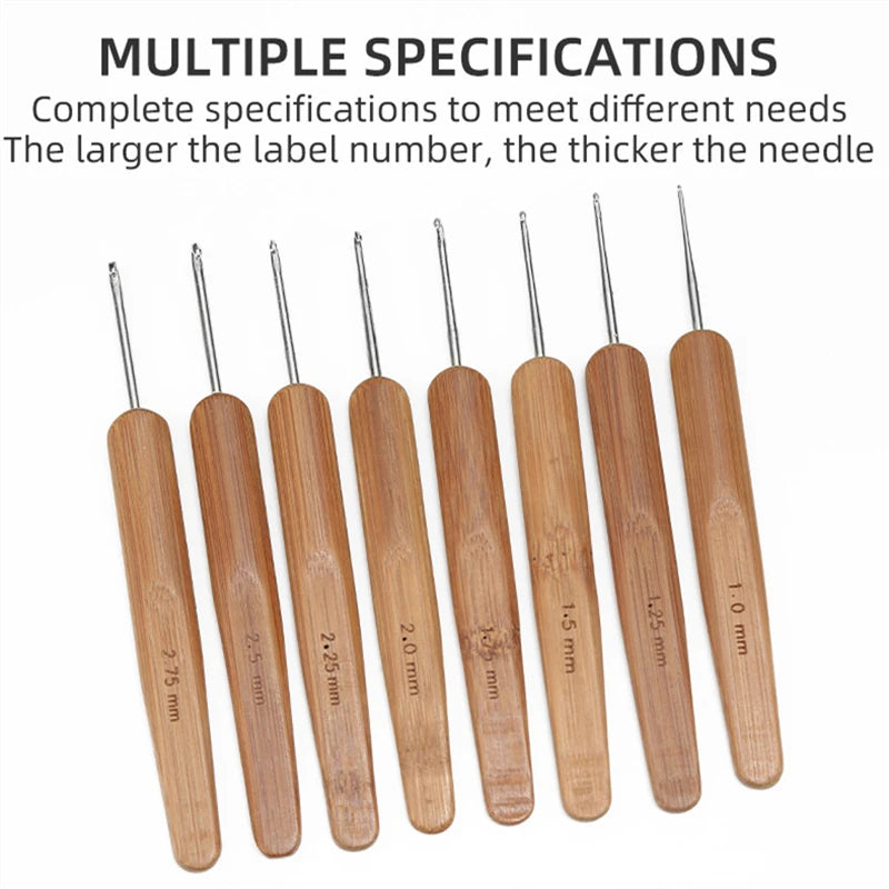 1Pc 0.5mm/0.75mm Loc Crochet Hook Wood