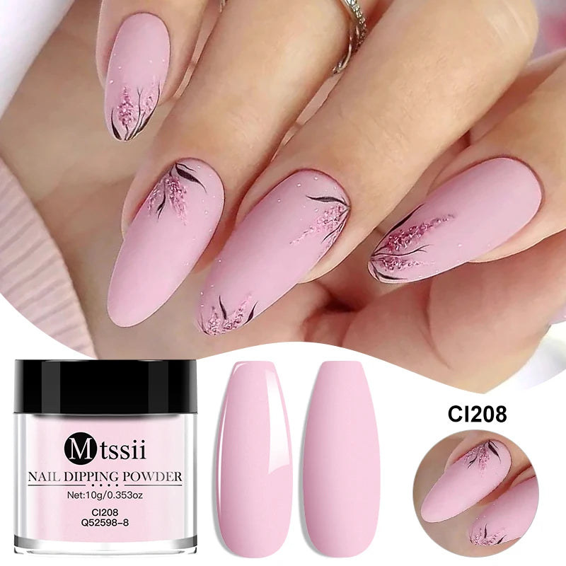 MTSSII 10g Nail Dipping Powder Natural Dry No Lamp Cure DIY Nail Art Decoration Pigment Dust Glitter Long Lasting Manicure Salon