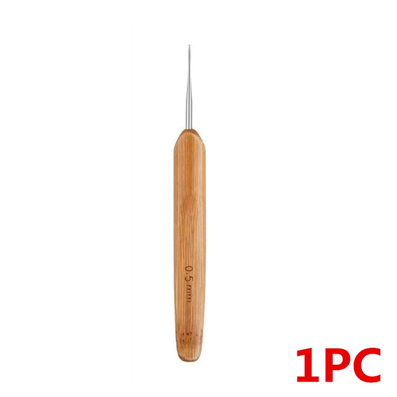 1Pc 0.5mm/0.75mm Loc Crochet Hook Wood