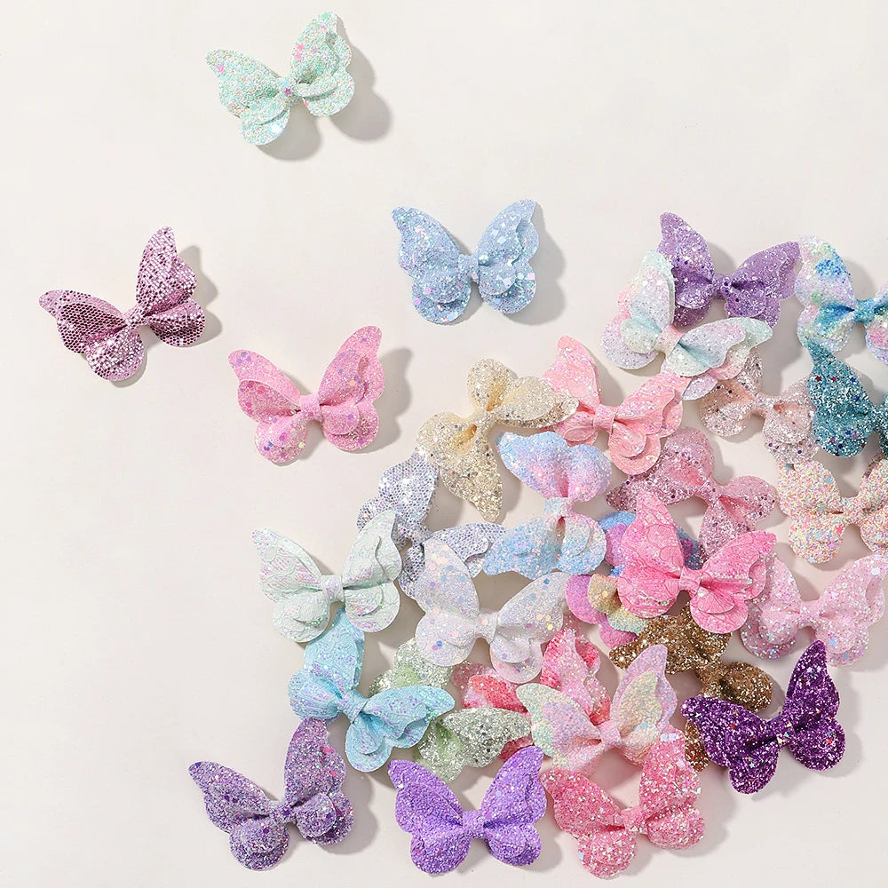 4Pcs Women Girl Glitter Butterfly Hair Clip for Children Sequins Bow Hairpins Cute Headwear Trendy Hairgrip Hair Accessories
