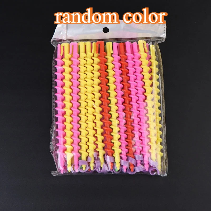 20Pcs Set Heatless Curls Mixed Color Spiral Hair Styling Tools Random Curling Rods for Cold Perming Suitable for Hair Salons