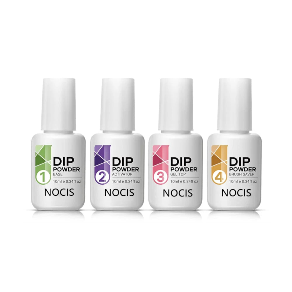 4pcs 10ml Dip Powder Liquid - Activator, Base, Top Gel Coat, And Brush Saver For Nail Art - No Curing Needed - Perfect For Nail