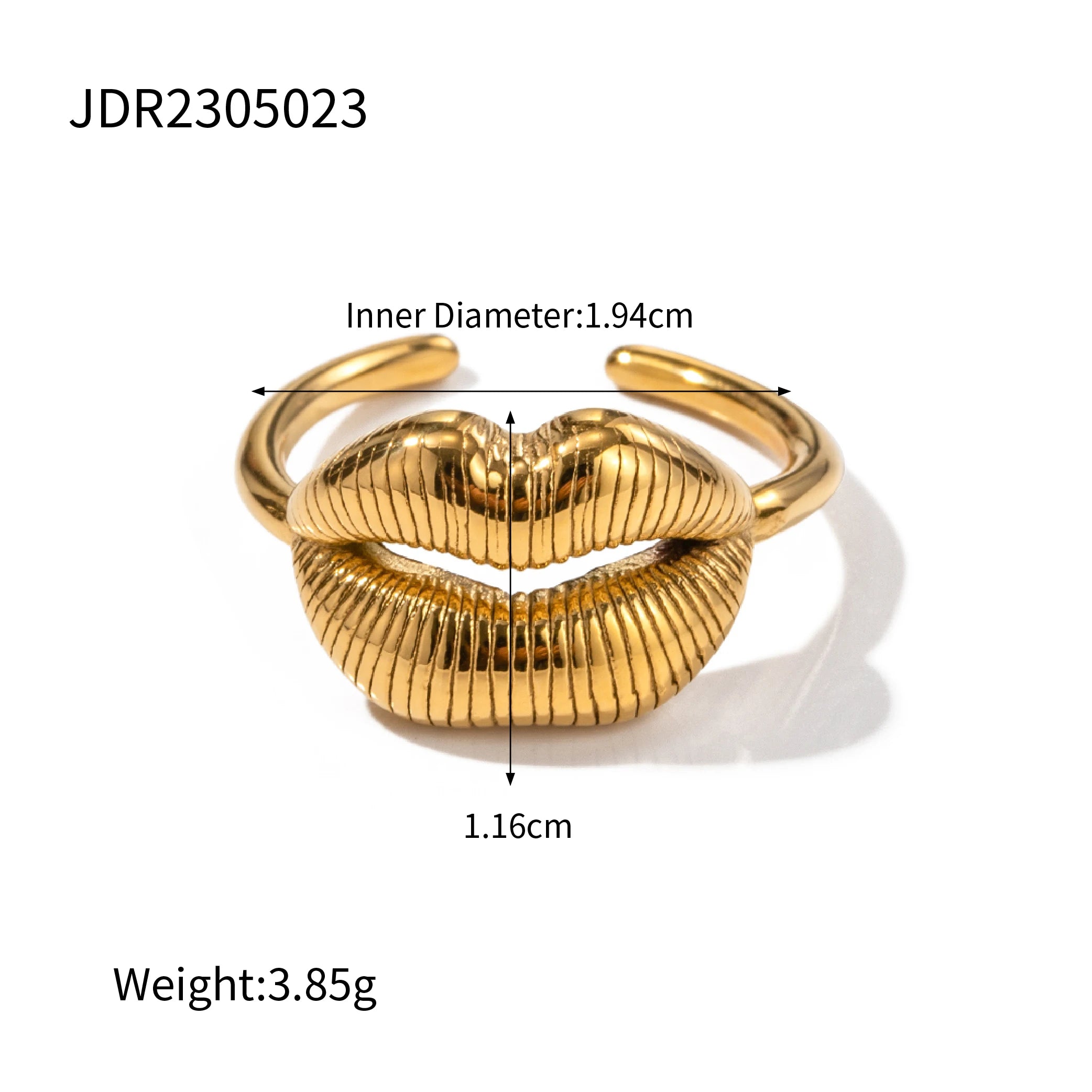Anillos de dedo de acero inoxidable con diseño de labios de moda, chapados en oro, joyería occidental, regalo para mujer