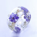 Trendy Resin Bangles Transparent Purple Flowers Crystal Bangle Bracelet for Women Pulseras Mujer Natural Summer Jewelry