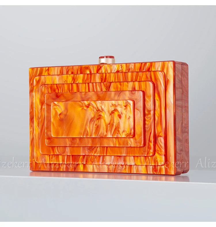 Multi-layer Acrylic Box Evening Clutch Bags Women Elegant Rose Red Purses And Handbags Ladies Chain Crossbody Bags Wedding Party