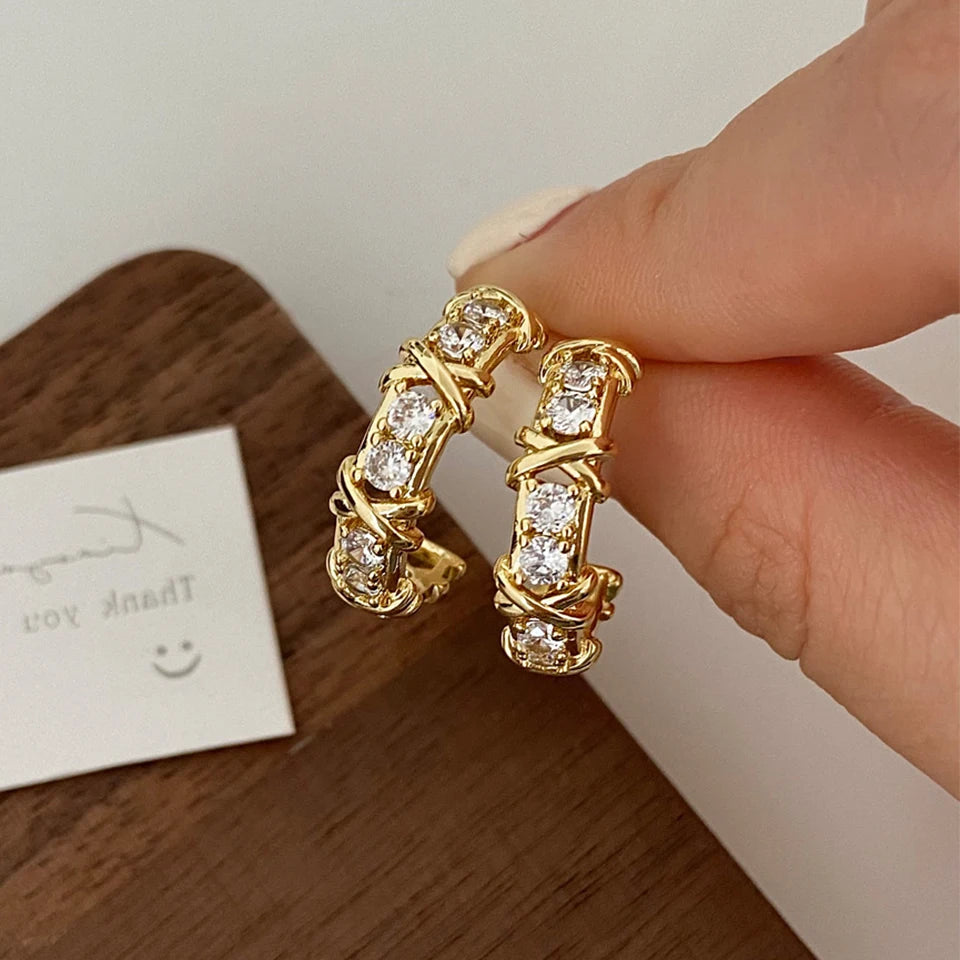 X Cross Zircon Earring Engagement Jewelry Gift