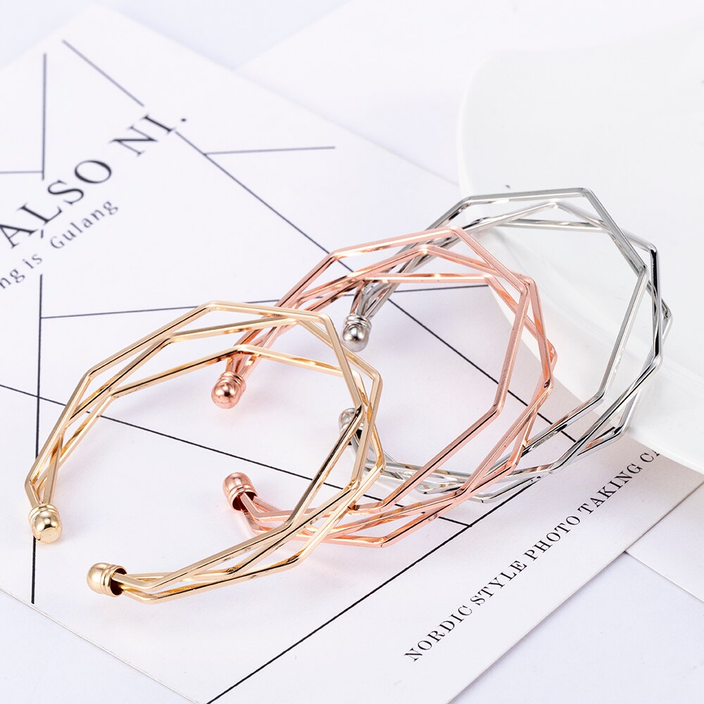 2020 NEW Gold Metal Alloy Arrow Link Chain Twist Bangle New Three Layer Romantic Open Cuff Bangles/Bracelet Set For Women