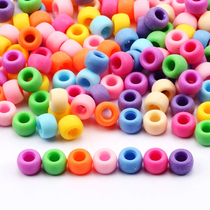 100pcs 6*9mm Round Dreadlock Acrylic Beads Big Hole Spacer Hair Beads for Jewelry Making DIY Bracelet Necklace Craft Needlework