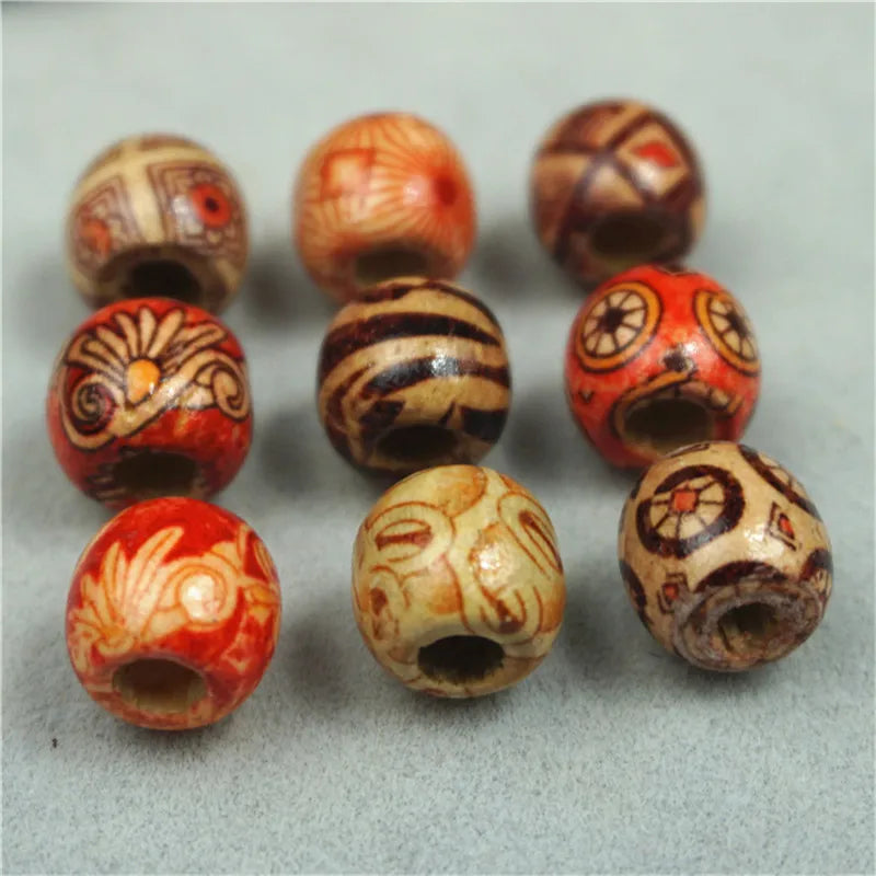 Louleur High Quality Vintage Natural Big Hole Wooden Beads For Necklace Bracelet Charms for Diy Jewelry Making Hair Accessories