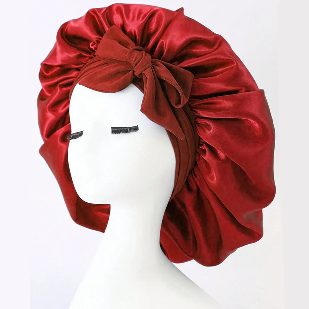 Gorro de satén Gorro de seda Gorro ajustable para dormir Gorro para el pelo con cinta Gorros para mujeres y hombres