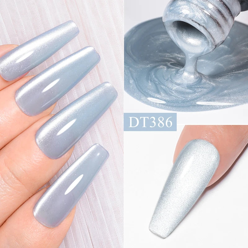 MEET ACROSS 7ml Pink Silver Moonlight Magnetic Gel Polish Varnis Semi Permanent Soak Off Gel Nail Polish UV LED Gel Manicure