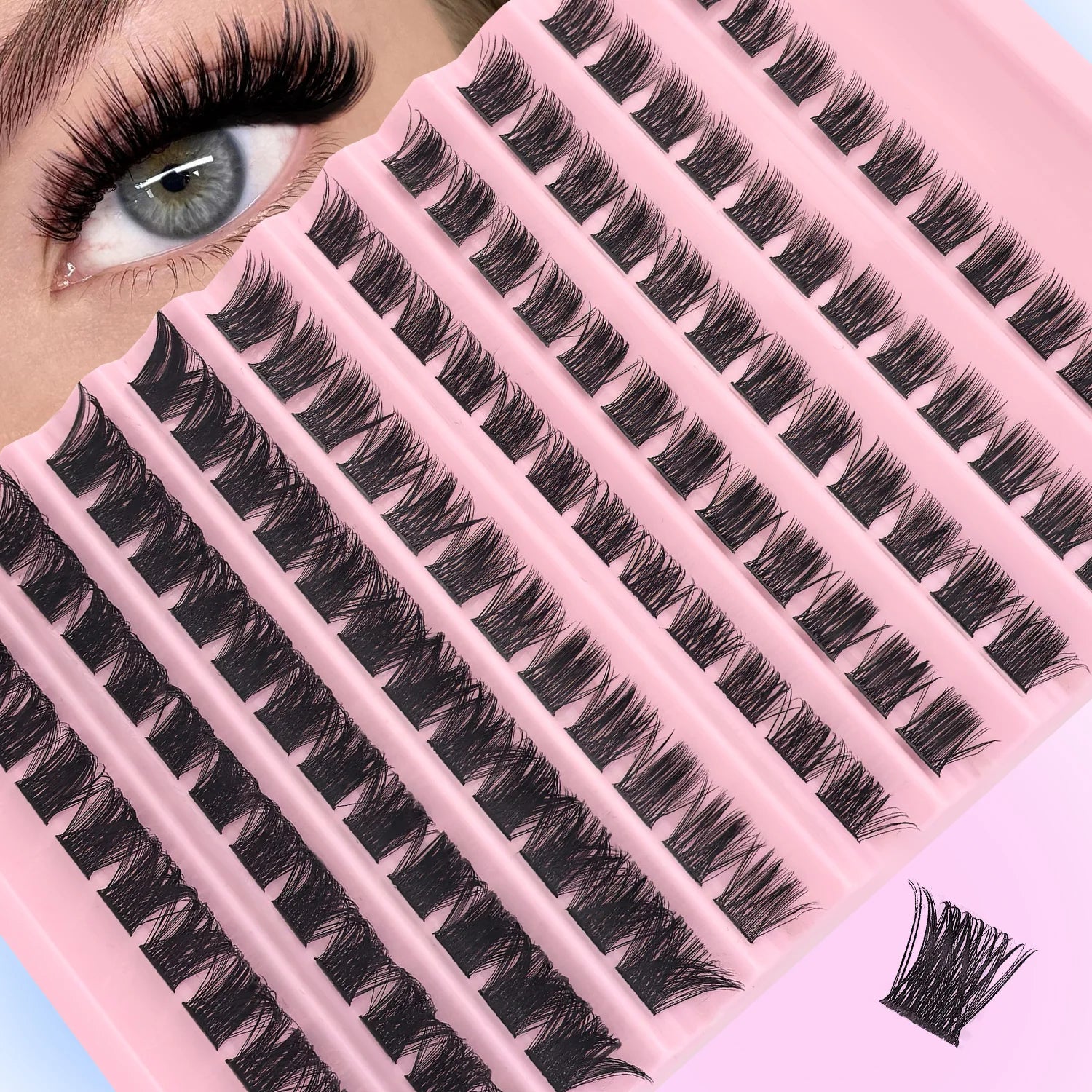 120Pcs Natural Eyelash Cluster Set, D Curl 8–16mm Mixed Length, Soft Band & Lightweight, Reusable False Eyelashes Cat Eye Effect