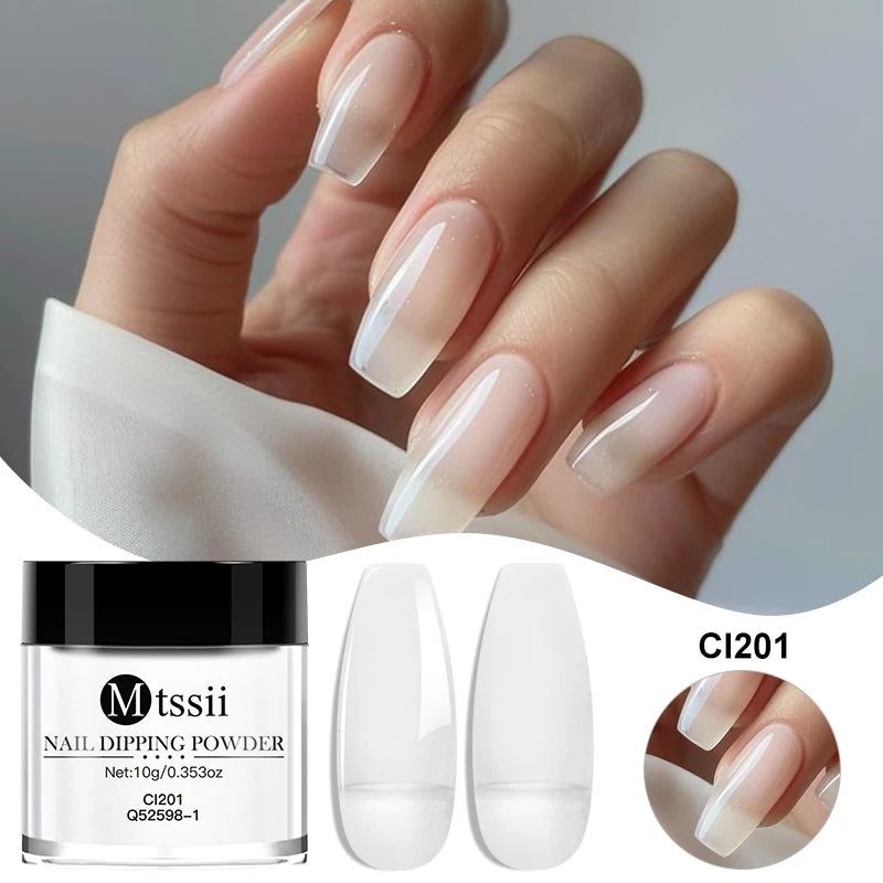 MTSSII 10g Nail Dipping Powder Natural Dry No Lamp Cure DIY Nail Art Decoration Pigment Dust Glitter Long Lasting Manicure Salon