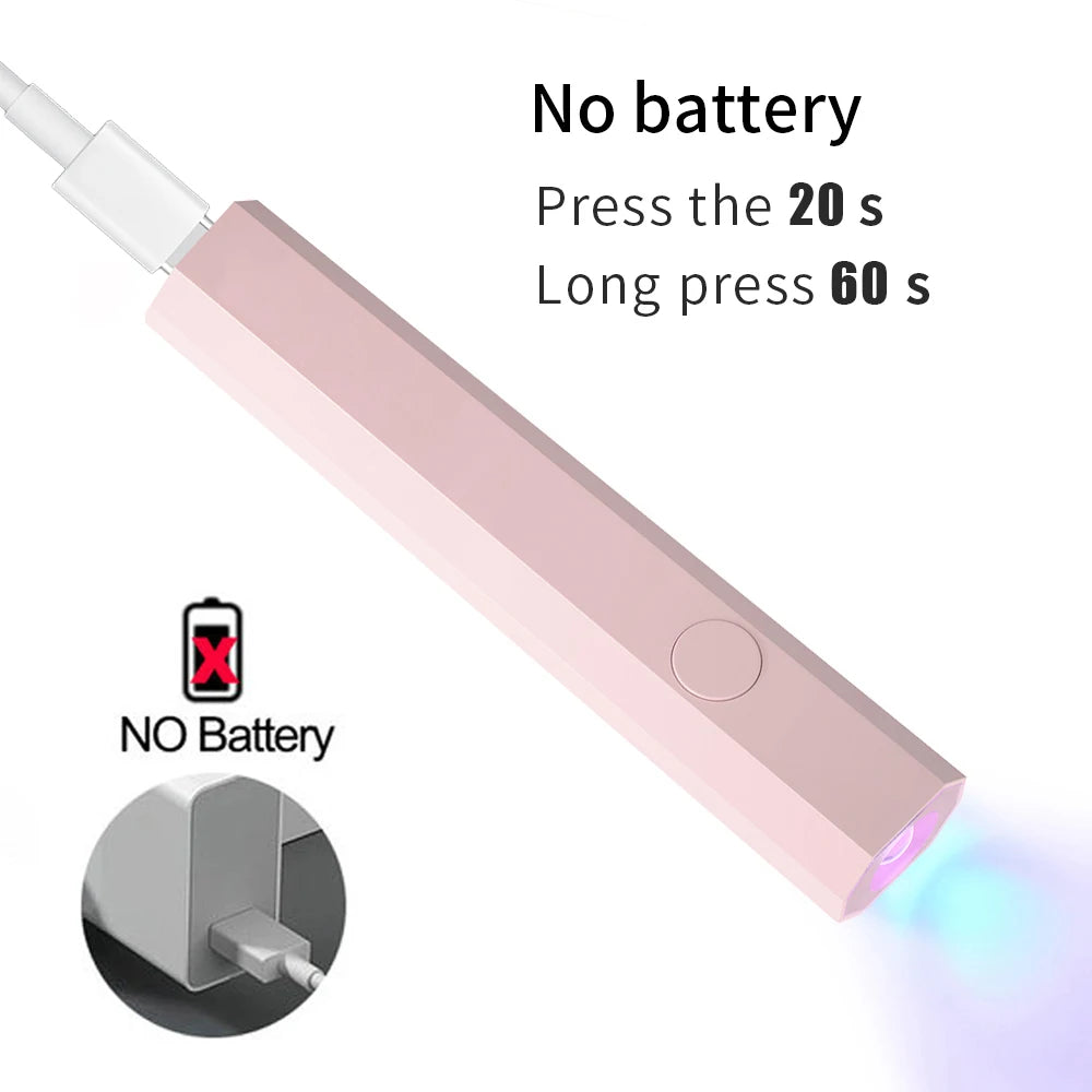 YIKOOLIN Conveniente secador de uñas recargable UV LED portátil Lámpara de curado rápido para todos los esmaltes en gel Mini herramienta de manicura USB portátil