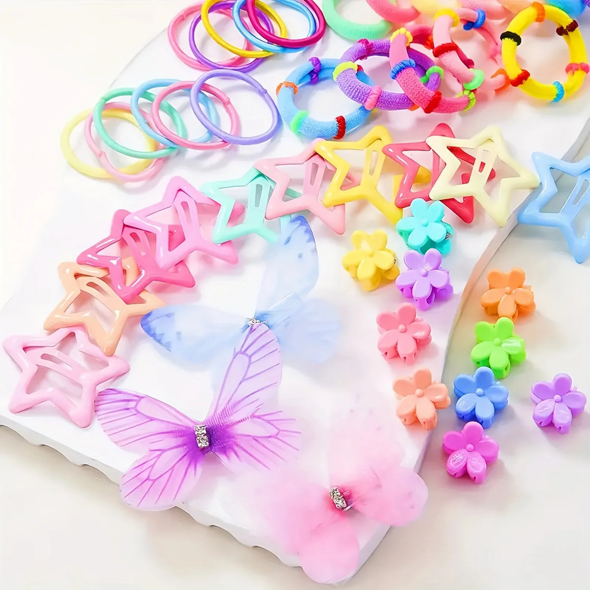 941 sets of colorful and cute outfits for girls | Includes various clips, hair ties, flowers, and double-layered bow headpieces