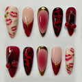 24Pcs Pink Jelly Long Stiletto 3D Flower Pearl Glazed Glass Press On Nails Sweet Style DIY Manicure