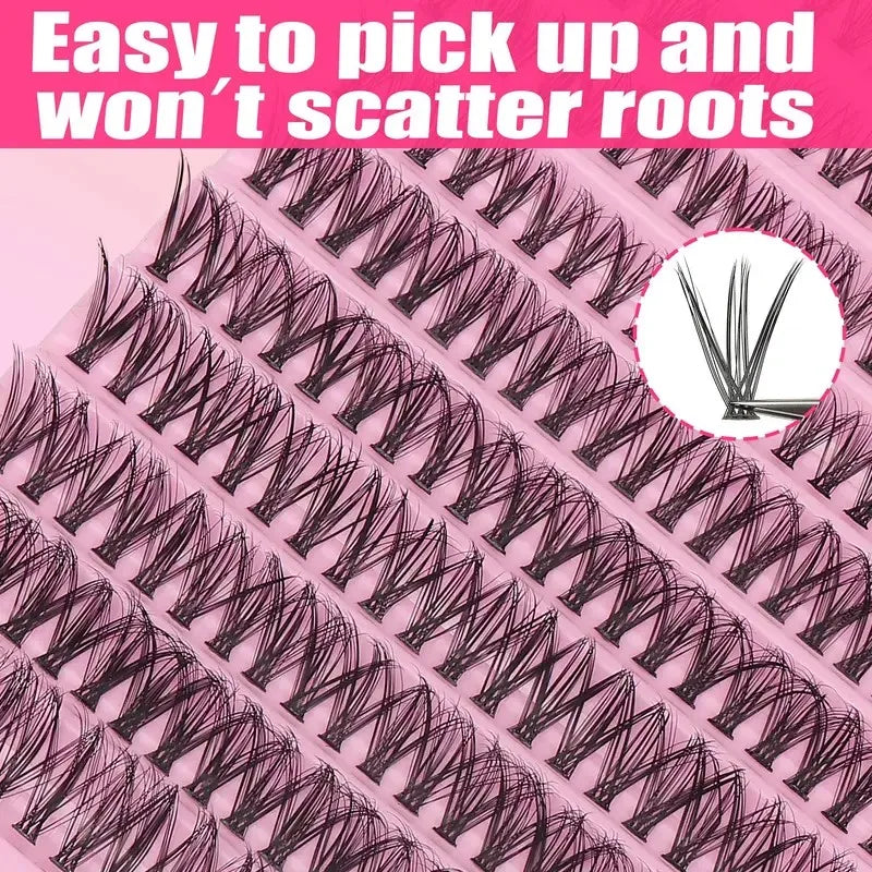 200Pcs DIY Personal Lashes 40P Eyelash Cluster Natural Look Wispy Lashes 9-16MM D Curly Hair Personal Clusters Lashes Fluffy