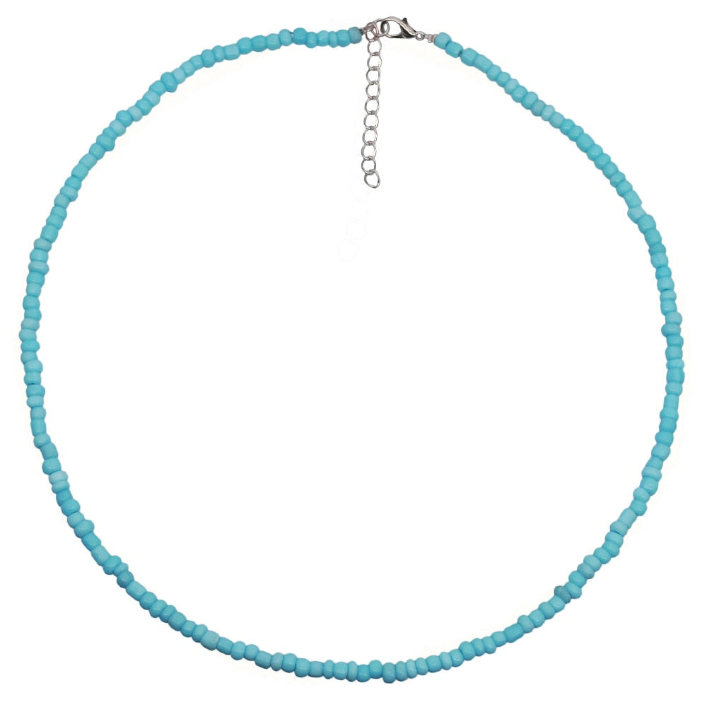 HangZhi New Bohemian Colorful Beads Weaving Handmade Baroque Simulated Pearl Necklace Clavicle Chain Choker Jewelry