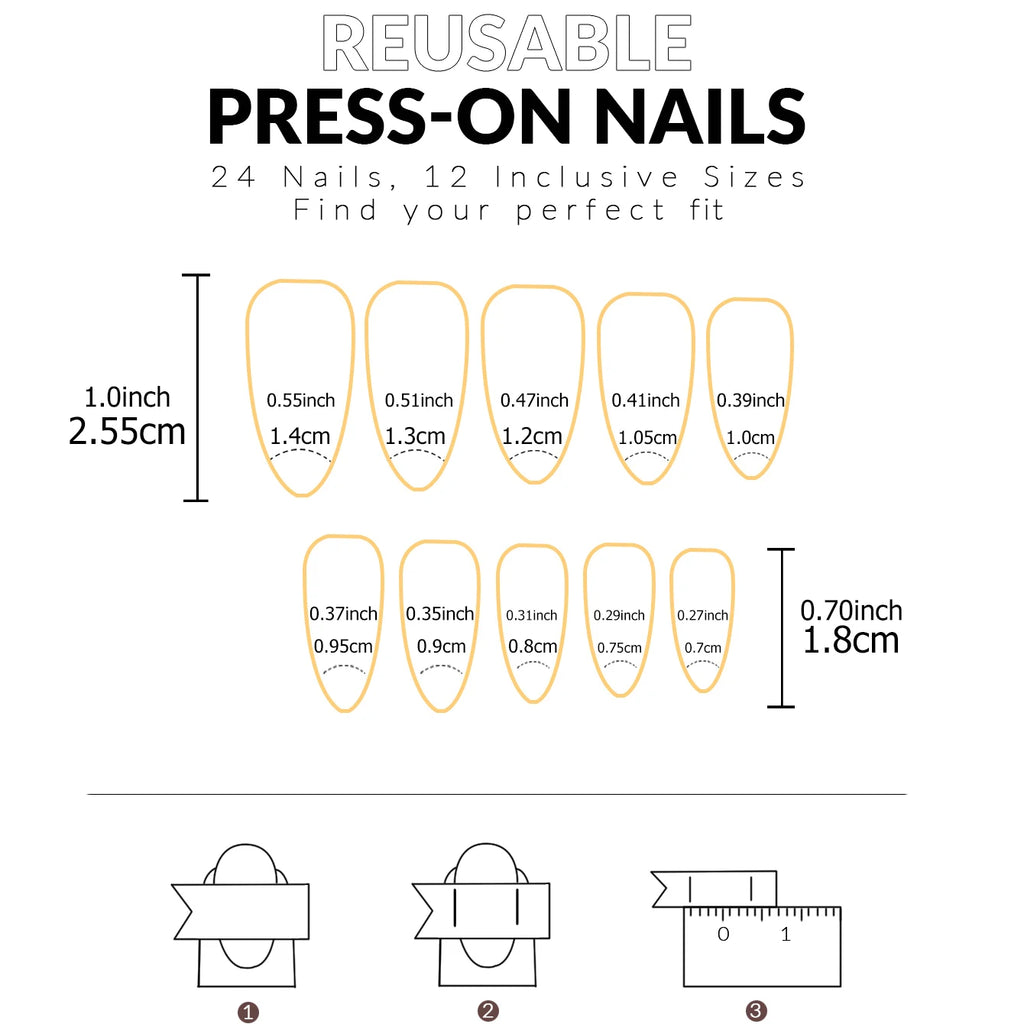 24pcs Long Almond Fake Nails White French Press on Nails Simple Full Cover Detachable Nail Tips