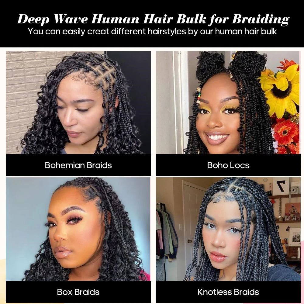 Brazilian Virgin Deep Wave Human Hair for Braiding