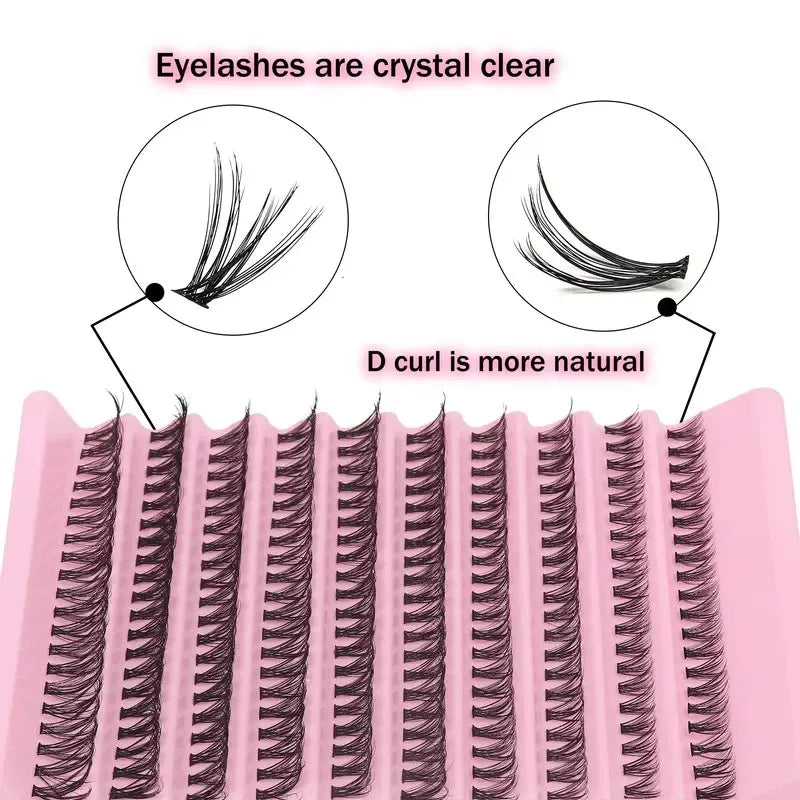 200Pcs DIY Personal Lashes 40P Eyelash Cluster Natural Look Wispy Lashes 9-16MM D Curly Hair Personal Clusters Lashes Fluffy