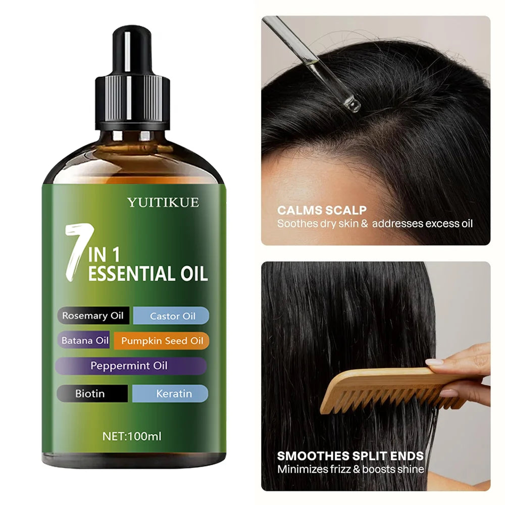 YUITIKUE 7 in 1 Essential Oil Hair Treatment Infused with Rosemary, Batana & Biotin For Healthy Hair 100ml
