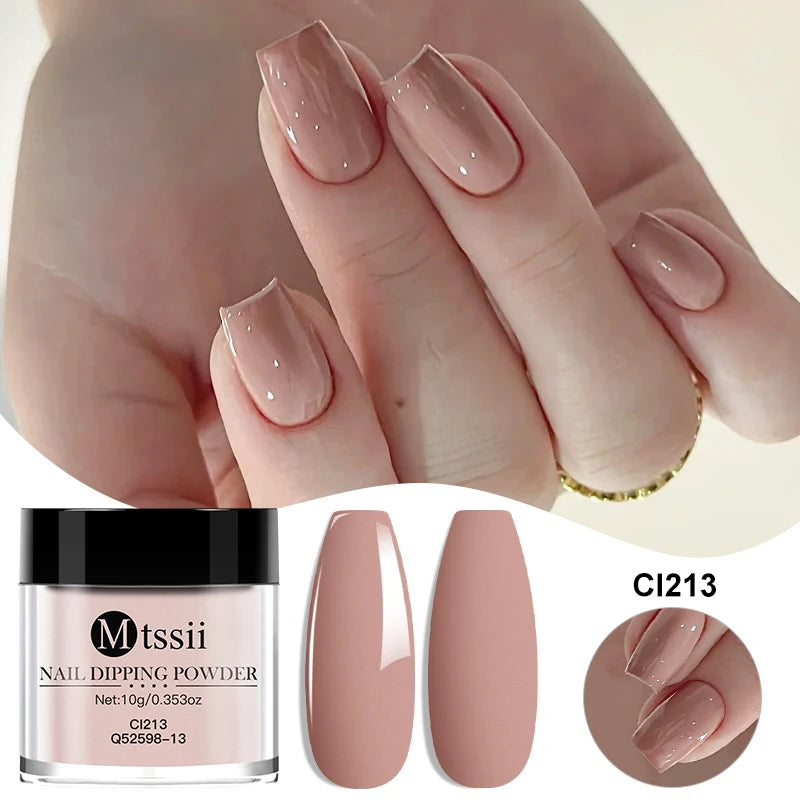 MTSSII 10g Polvo para inmersión de uñas Secado natural Sin curado con lámpara Arte de uñas DIY Decoración Pigmento Polvo Brillo Manicura de larga duración Salón