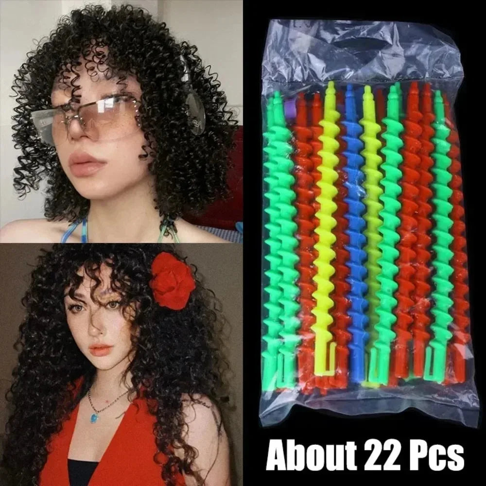 20Pcs Set Heatless Curls Mixed Color Spiral Hair Styling Tools Random Curling Rods for Cold Perming Suitable for Hair Salons