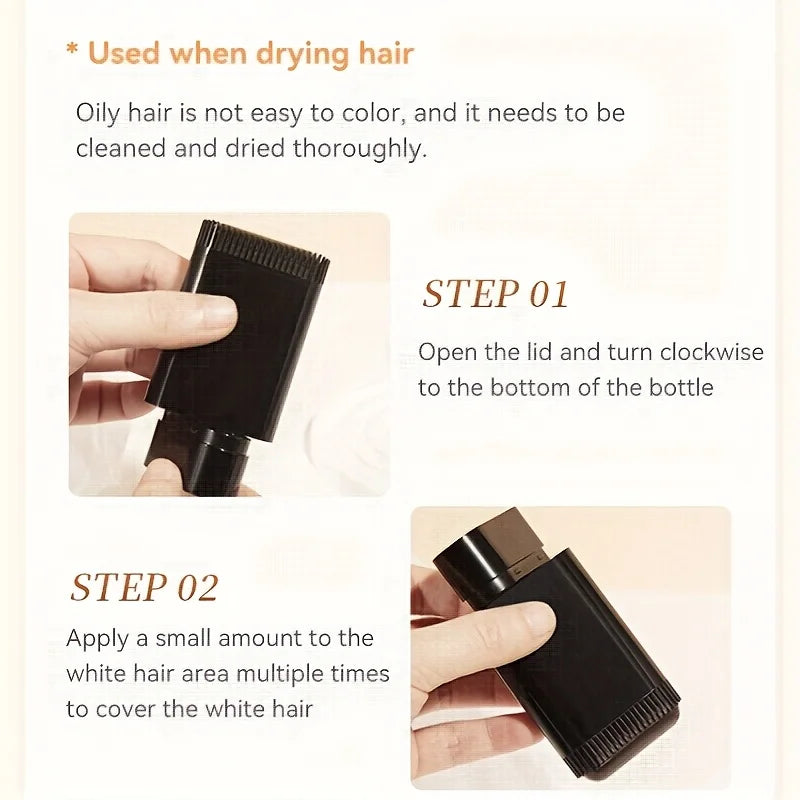 20g Quick Hair Dye Stick - Permanent Coverage, Long-Lasting Effect, Portable Applicator Brush Design, Touch Up the Color at Home