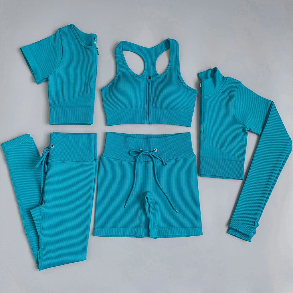2/3/5PC Women's tracksuit Seamless Yoga Set Workout Sportswear Gym Clothing Drawstring High Waist  Leggings Fitness Sports Suits