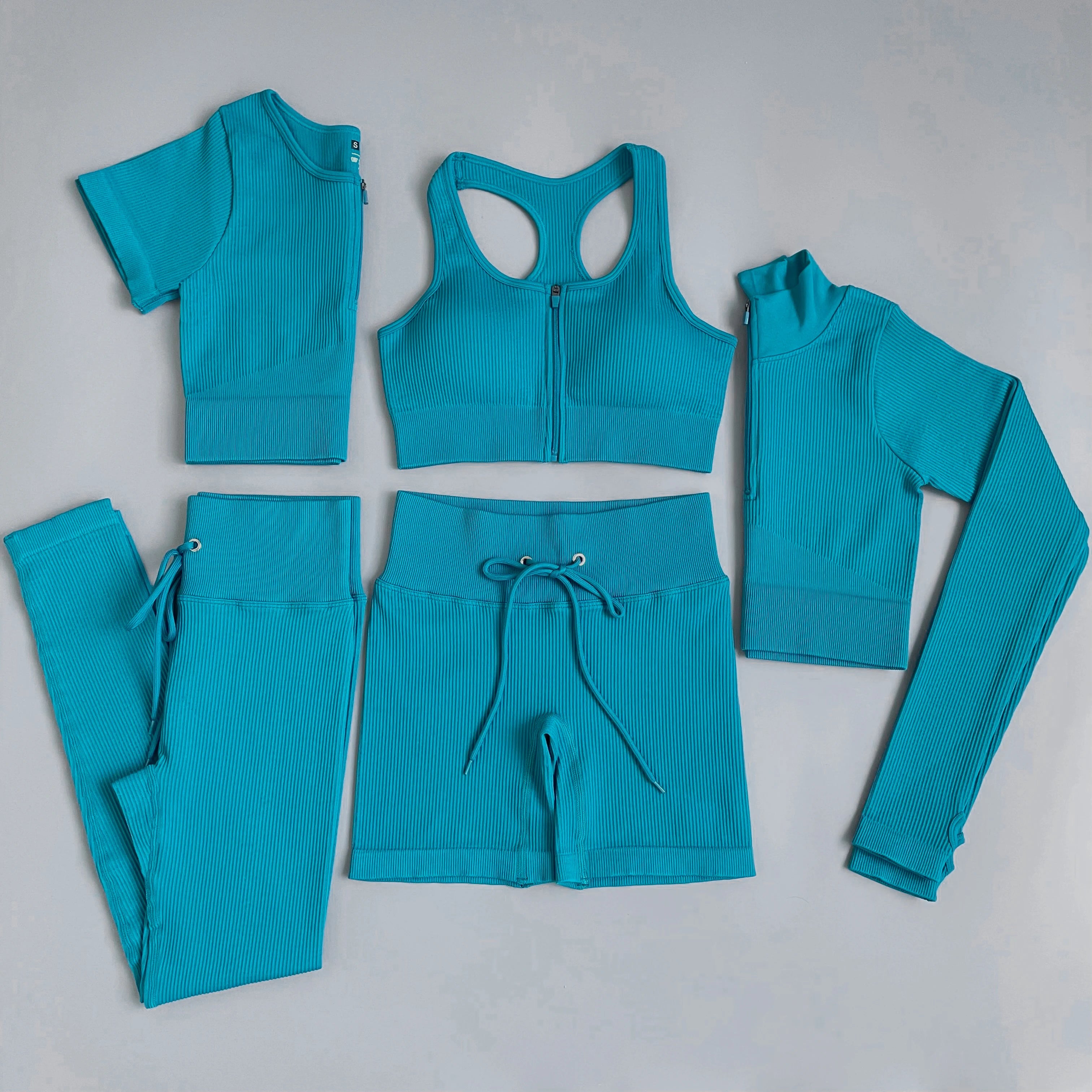 2/3/5PC Women's tracksuit Seamless Yoga Set Workout Sportswear Gym Clothing Drawstring High Waist  Leggings Fitness Sports Suits