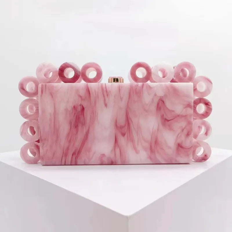 Acrylic clutch bag women designer evening party box purse 2023 new gold ivory black pearl color handbag wholsale