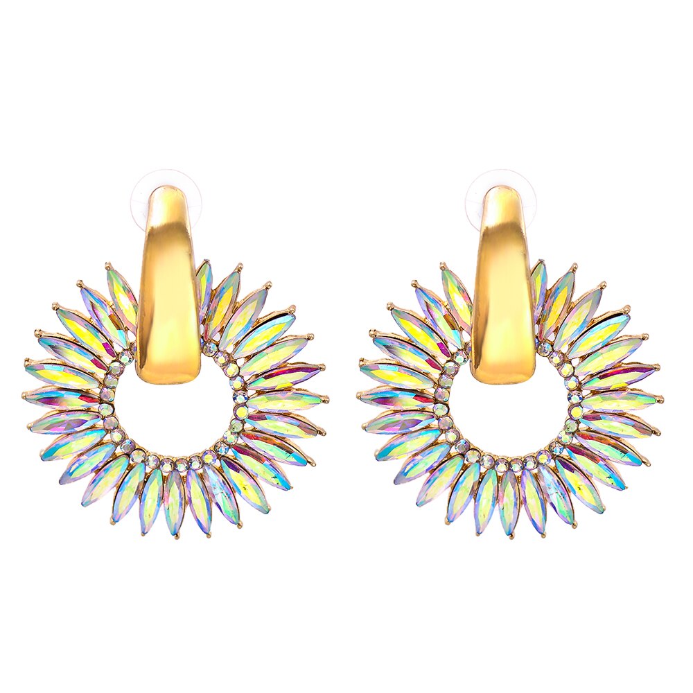 Nuevos Pendientes de Aro Redondos de Cristal Bohemio de Alta Calidad con Colgantes de Gota Coloridos para Mujer, Accesorios de Joyería de Moda, Regalo