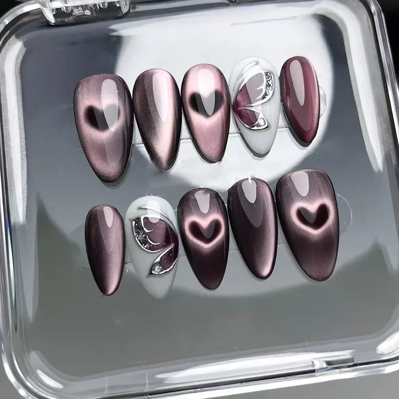24Pcs Pink Jelly Long Stiletto 3D Flower Pearl Glazed Glass Press On Nails Sweet Style DIY Manicure