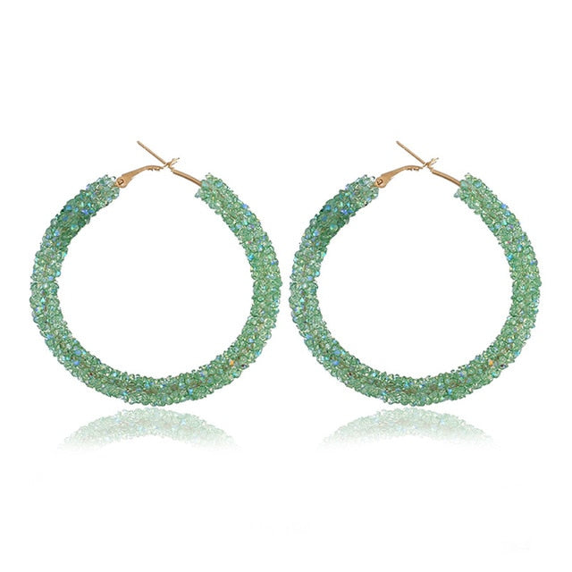 Bohemia Round Austrian Crystal Stud Earrings Fashion Shiny rhinestone Cheap Hoop Earring