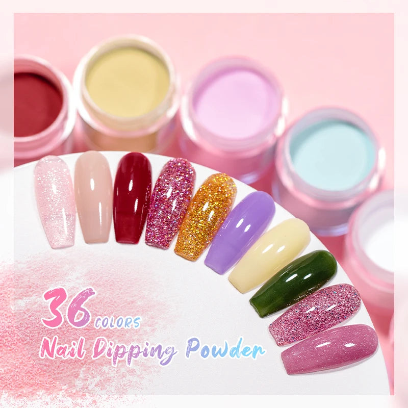 MTSSII 10g Polvo para inmersión de uñas Secado natural Sin curado con lámpara Arte de uñas DIY Decoración Pigmento Polvo Brillo Manicura de larga duración Salón